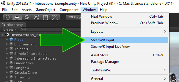 SteamVR Input Window