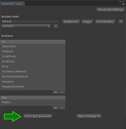 SteamVR Input Save and Generate